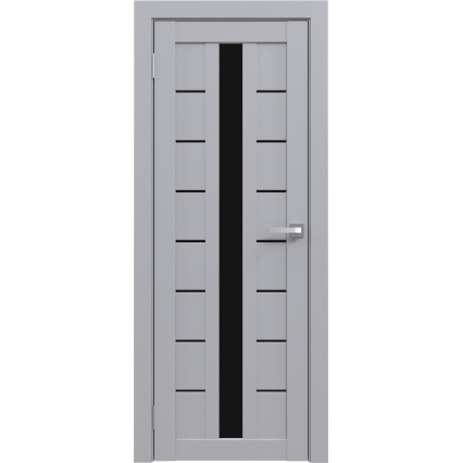 Дверь межкомнатная Амати 17 (Грей/ Черное стекло)