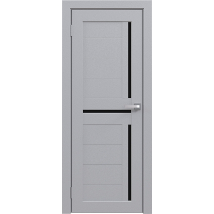 Дверь межкомнатная Амати 18 (Грей/ Черное стекло)