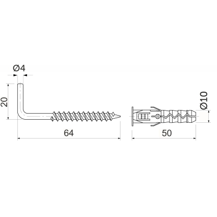 Дюбель распорный с прямым крюком 10х50 (код 12410) Дюбель распорный с прямым крюком 10х50 (код 12410)