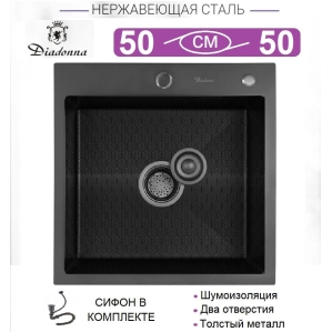 Мойка кухонная DIADONNA S5050B-1 Декор Соты (Графит NANO BLACK)
