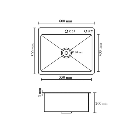 Мойка кухонная DIADONNA S6050B-1 Декор Соты (Графит NANO BLACK)