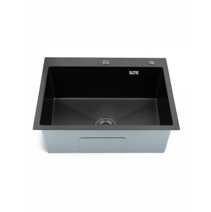 Мойка кухонная DIADONNA S6050B-1 Декор Соты (Графит NANO BLACK)