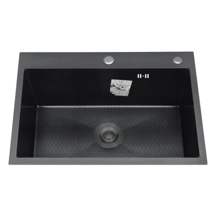 Мойка кухонная DIADONNA S7050B-1 Декор Соты (Графит NANO BLACK)