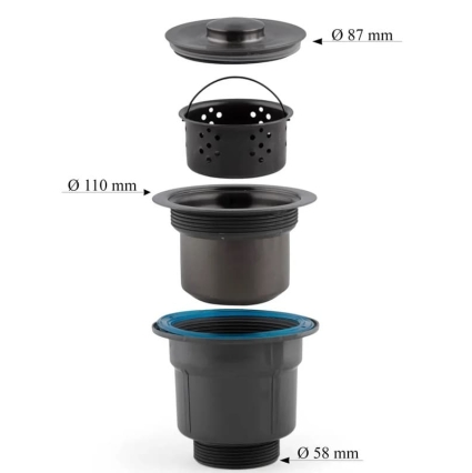 Мойка кухонная DIADONNA S6050B-1 Декор Соты (Графит NANO BLACK)