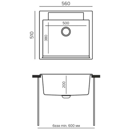 Мойка кухонная POLYGRAN ARGO 560 (черный №16)