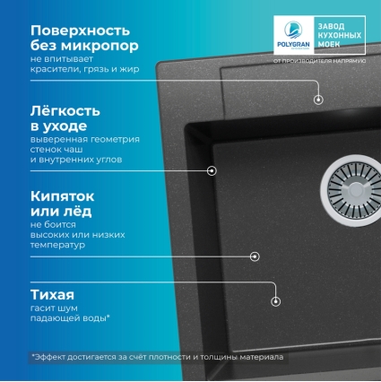 Мойка кухонная POLYGRAN ARGO 560 (черный №16)