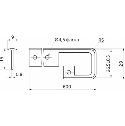 Планка соединительная к столешнице 26мм (код 23547) Планка соединительная к столешнице 26мм (код 23547)