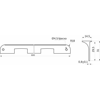 Планка угловая к столешнице 26мм (код 22254) Планка угловая к столешнице 26мм (код 22254)