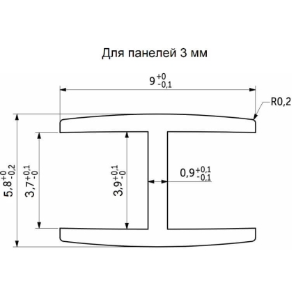 Планка Н-стык Алюминий к фартуку 3 мм
