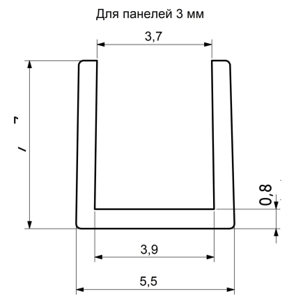 Планка торцевая Алюминий к фартуку 3 мм