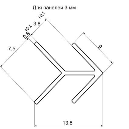 Планка угловая Алюминий к фартуку 3 мм