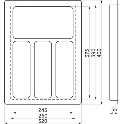 Вкладыш шуфлядный для столовых приборов 400 (320х430 мм, Белый) Вкладыш шуфлядный для столовых приборов 400 (320х430 мм, Белый)