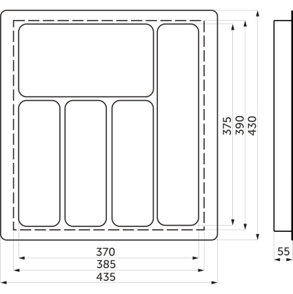 Вкладыш шуфлядный для столовых приборов 500 (435х430 мм, Белый) Вкладыш шуфлядный для столовых приборов 500 (435х430 мм, Белый)