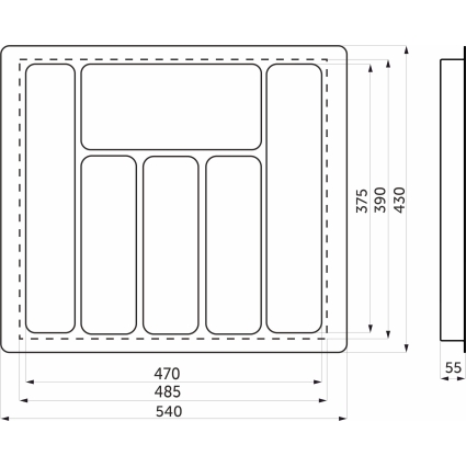 Вкладыш шуфлядный для столовых приборов 600 (540х430 мм, Белый) Вкладыш шуфлядный для столовых приборов 600 (540х430 мм, Белый)