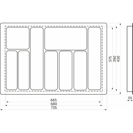 Вкладыш шуфлядный для столовых приборов 800 (735х430 мм, Белый) Вкладыш шуфлядный для столовых приборов 800 (735х430 мм, Белый)