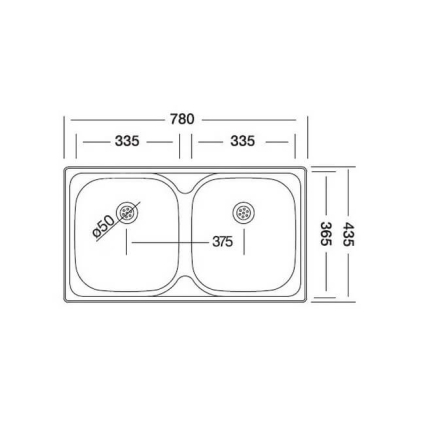 Мойка кухонная Kromevye ЕС 189 (780х435/ Оборачиваемая)