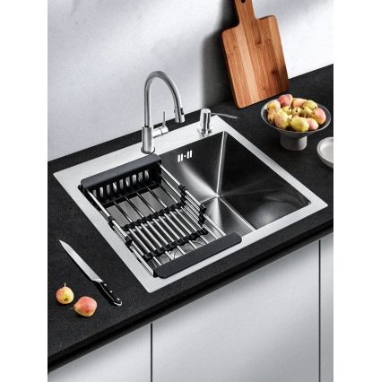 Мойка для кухни стальная 50х45 см КромРус, комплект 4 в 1 (Сатин) Мойка для кухни стальная 50х45 см КромРус, комплект 4 в 1 (Сатин)