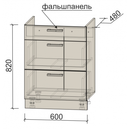 Шкаф нижний под варочную панель Компо НШ60 ВП (Дуб серый)
