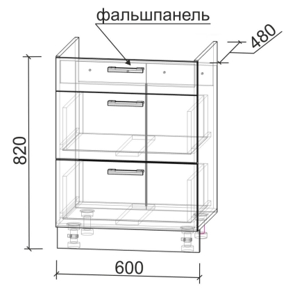 Шкаф нижний под варочную панель Компо НШ60 ВП (Белый)
