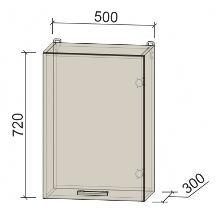 Шкаф верхний под сушку Компо ВШС50-720-2дв (Вудлайн кремовый)