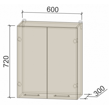 Шкаф верхний под сушку Компо ВШС60-720-2дв (Дуб Белый)