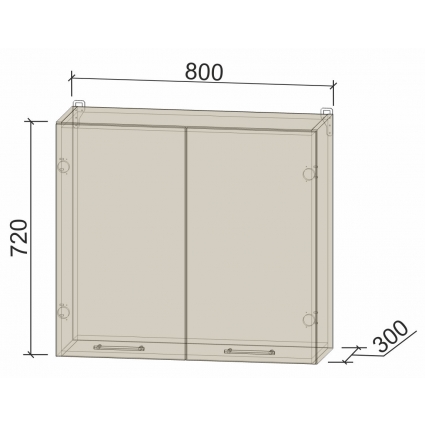 Шкаф верхний под сушку Компо ВШС80-720-2дв (Дуб Белый)