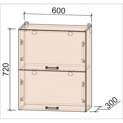 Шкаф верхний Деко Soft-touch ВШ60-720-2дг (Белый)