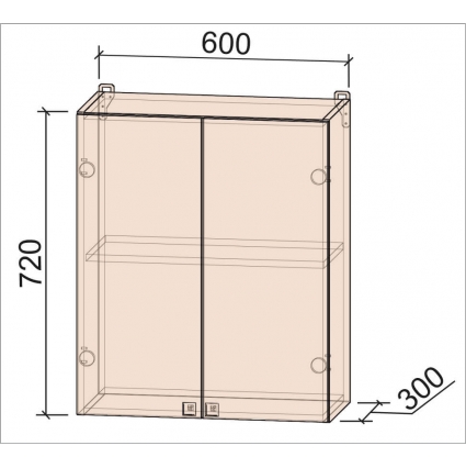 Шкаф верхний Деко Soft-touch ВШ60-720-2дв (Слооновая кость)