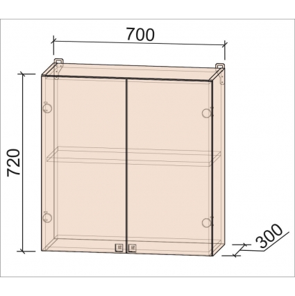 Шкаф верхний Деко Soft-touch ВШ70-720-2дв (Слоновая кость)