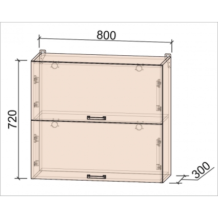 Шкаф верхний Деко Soft-touch ВШ80-720-2дг (Белый)