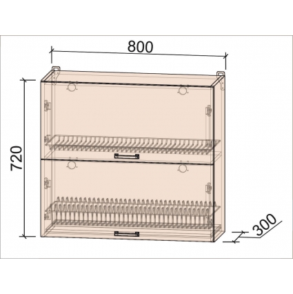 Шкаф верхний под сушку Деко Soft-touch ВШС80-720-2дг (Белый)