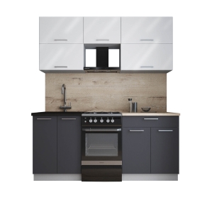 Готовая кухня ГЛОСС 50-18 (Белый глянец/ Графит софт) Готовая кухня ГЛОСС 50-18 (Белый глянец/ Графит софт)