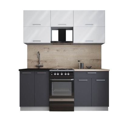 Готовая кухня ГЛОСС 50-18 (Белый глянец/ Графит софт) Готовая кухня ГЛОСС 50-18 (Белый глянец/ Графит софт)