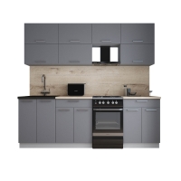 Готовая кухня ГЛОСС 50-23 (Серый софт/ Серый софт)