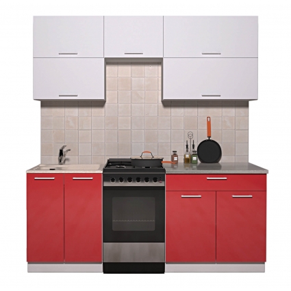 Готовая кухня ГЛОСС 50-19 (Белый/ Красный)