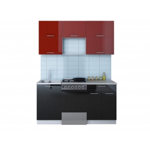 Готовая кухня ГЛОСС 50-16 (Бордовый/ Черный)