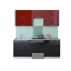 Готовая кухня ГЛОСС 50-20 (Бордовый/ Черный)