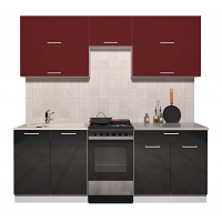 Готовая кухня ГЛОСС 50-21 (Бордовый/ Черный)