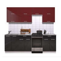 Готовая кухня ГЛОСС 50-23 (Бордовый/ Черный)