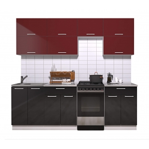 Готовая кухня ГЛОСС 50-23 (Бордовый/ Черный)