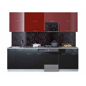 Готовая кухня ГЛОСС 50-25 (Бордовый/ Черный)