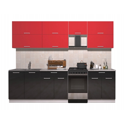 Готовая кухня ГЛОСС 50-27 (Красный/ Черный)