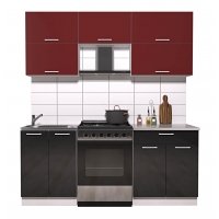 Готовая кухня ГЛОСС 60-19 (Бордовый/ Черный)
