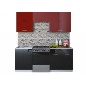 Готовая кухня ГЛОСС 60-20 (Бордовый/ Черный)