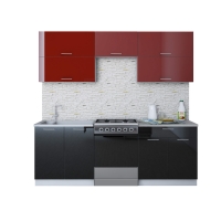 Готовая кухня ГЛОСС 60-22 (Бордовый/ Черный)