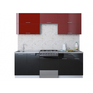 Готовая кухня ГЛОСС 60-22 (Бордовый/ Черный)