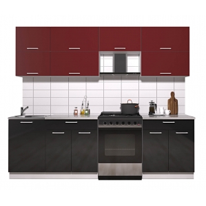 Готовая кухня ГЛОСС 60-25 (Бордовый/ Черный)