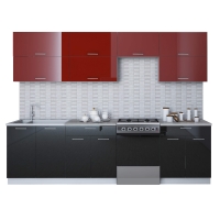 Готовая кухня ГЛОСС 60-28 (Бордовый/ Черный)