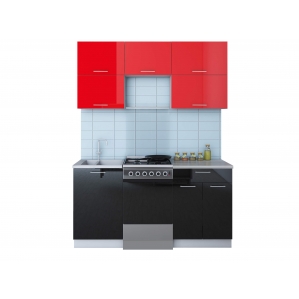 Готовая кухня ГЛОСС 50-16 (Красный/ Черный)