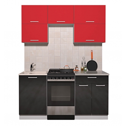 Готовая кухня ГЛОСС 50-17 (Красный/ Черный)